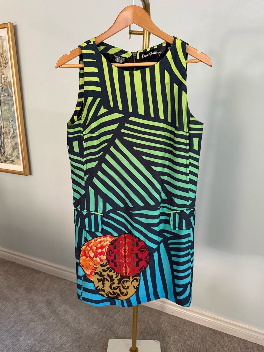 Desigual Geometric Patchwork Mini Dress – Size 40
